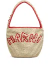 Marni Borsa A Spalla Hobo Nassa In Rafia Naturale E Rossa In Nude