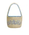 Marni Natural Raffia And Blue Nassa Medium Hobo Bag