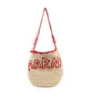 Marni Natural Raffia And Blue Nassa Medium Hobo Bag
