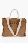 Marni Raffia-effect Canvas Small Tote Bag