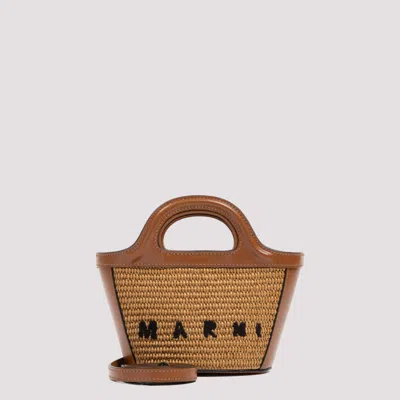 Marni Natural Tropicalia Logo-embroidered Tote Bag In Neutral