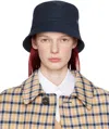 Marni Navy Bio Gabardine Embroidered Logo Bucket Hat In 00b80 Ink