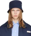 Marni Navy Bio Gabardine Embroidered Logo Bucket Hat In Ink 00b80