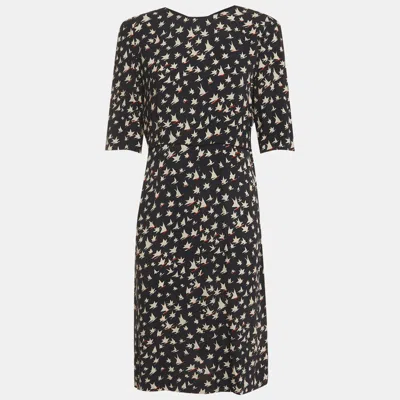 Pre-owned Marni Navy Blue Abstract Print Crepe Mini Sheath Dress M