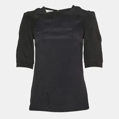 Pre-owned Marni Navy Blue & Black Chiffon Top S