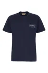 Marni Relaxed Fit Black T-shirt With Subtle Embroidered Logo In Blue