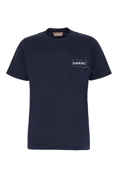 Marni Navy Blue Cotton T-shirt