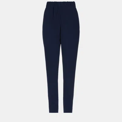 Pre-owned Marni Navy Blue Crepe Trousers Size 44