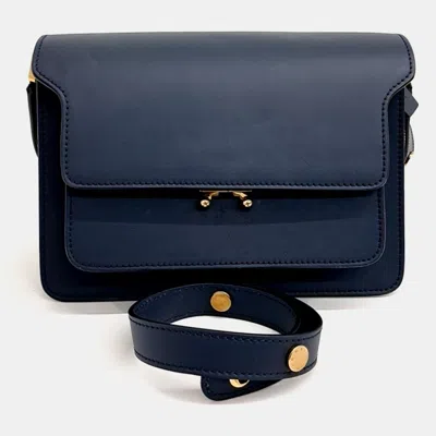 Pre-owned Marni Navy Blue Leather Trunk Bag