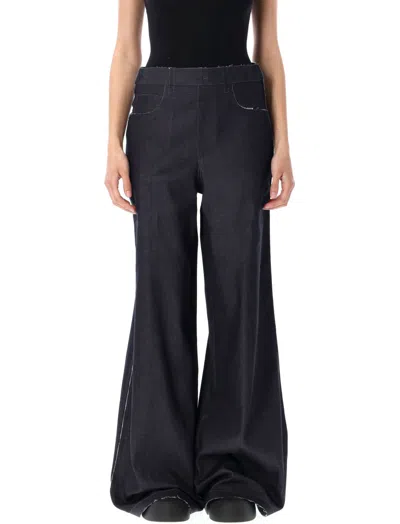 Marni Navy Blue Stretch-cotton Wide-leg Jeans In Black