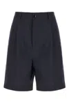 Marni Bermuda Wool Shorts Front Pleats In Blublack