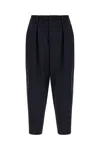 Marni Wool Trousers With Elastic Waistband And Tapered Leg In Blublack
