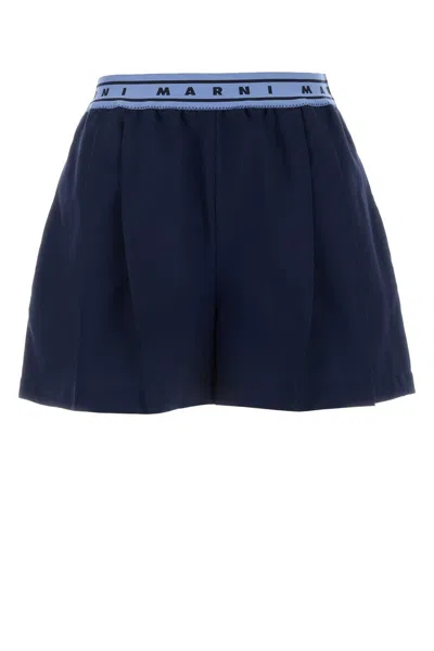 MARNI MARNI NAVY BLUE WOOL SHORTS