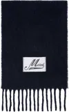 Marni Navy Brushed Alpaca Logo Scarf In 00b99 Blublack