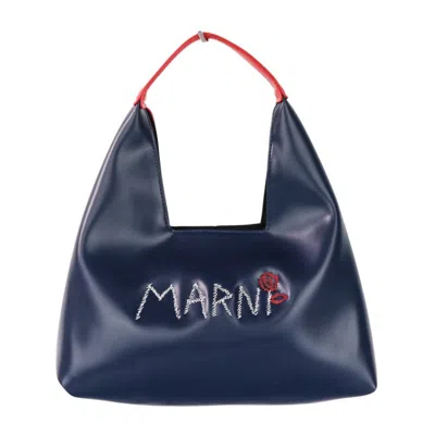 Pre-owned Marni Navy Color Faux Leather Handbag () In Multi