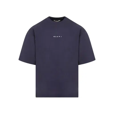 Marni Navy Cotton T-shirt For Men In Blue
