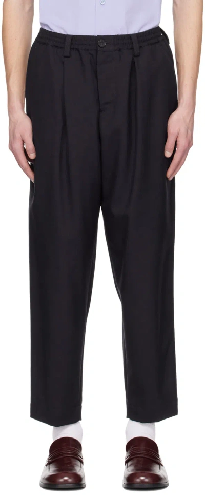 Marni Navy Cropped Trousers In 00b99 Blublack