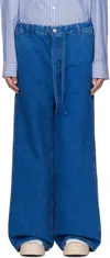 Marni Navy Drawstring Jeans In Bdb60 Ocean