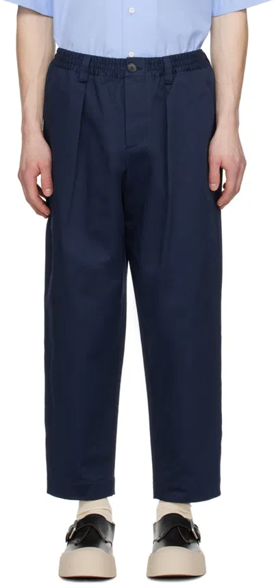 Marni Navy Drawstring Trousers In 00b80 Ink