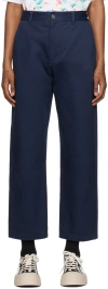 Marni Navy Elasticized Back Waist Trousers In 00b80 Ink