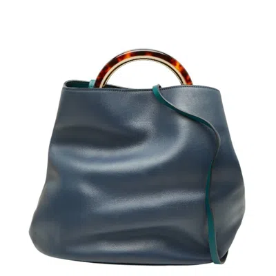 Pre-owned Marni Navy Leather Handbag Pouch Shoulder Bag ()