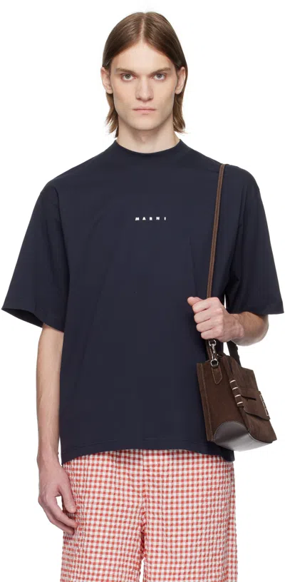 MARNI NAVY MINI LOGO 'MARNI' T-SHIRT