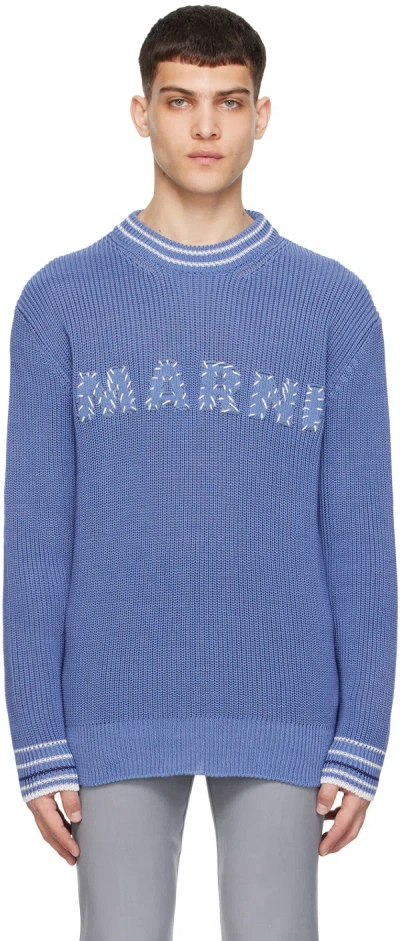 Marni Navy Patches Sweater In 00b37 Opal
