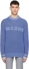 Marni Navy Patches Sweater In 00b37 Opal