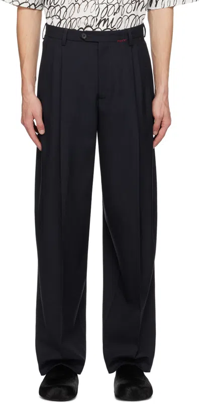 Marni Virgin Wool Navy Blue Cargo Pant
