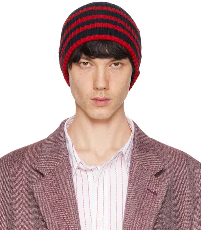Marni Navy Striped Beanie In Rgb94 Blumarine
