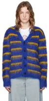 Marni Navy Striped Cardigan In Rgb56 Royal