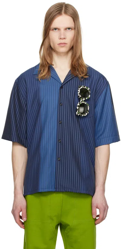 Marni Navy Striped Shirt In Stb94 Blumarine