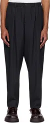 Marni Navy Tropical Wool Drawstring Trousers In 00b99 Blublack