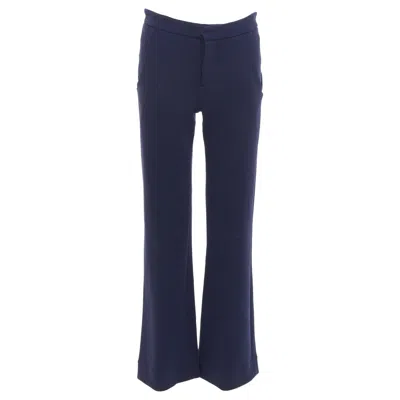 Pre-owned Marni Navy Virgin Wool Blend Wide Leg Mid Waist Pants It38 Xs In Blue