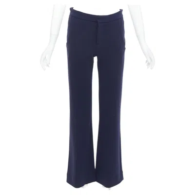 Pre-owned Marni Navy Virgin Wool Blend Wide Leg Mid Waist Pants It38 Xs In Blue