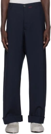 Marni Navy Wide-leg Trousers In 00b99 Blublack