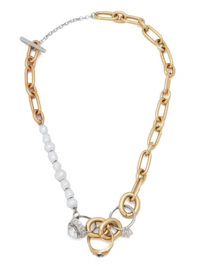 Marni Ring-embellished Chain Necklace In Metallic