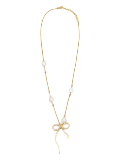 Marni Necklace With Pearls And Bow In Gold