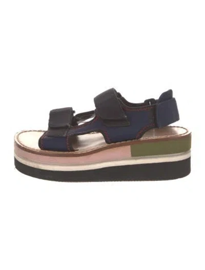 Pre-owned Marni Neoprene Colorblock Pattern Slingback Flats In Black