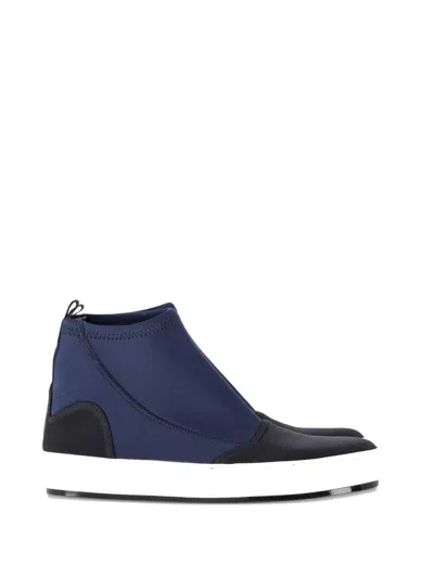 Pre-owned Marni Neoprene Round-toe Sneaker Boots In Blue
