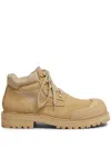 Marni Beige Suede Patchy Combat Boot In Neutrals