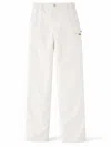 Marni Womens 00w01 Logo-patch Relaxed-fit Cotton Gabardine Cargo Trousers In White