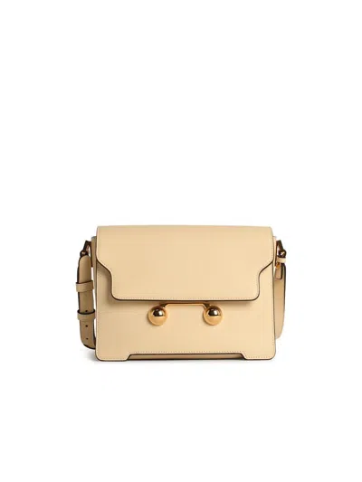 Marni 'new Trunk' Ivory Leather Crossbody Bag In Sand