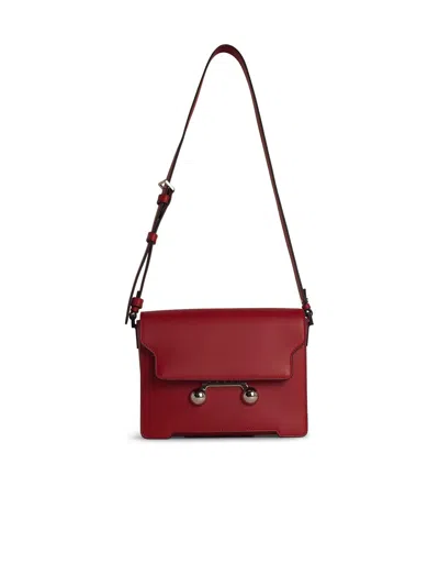 Marni New Trunk Red Leather Crossbody Bag