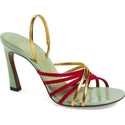 Marni New Wave Slingback Sandal In Z0938 Green/red/gold