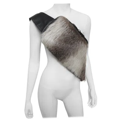 Pre-owned Marni New With Tags Fur Sling Cross Body Bag A/w 2015 In Gray