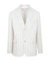 Marni Notched Lapels Striped Blazer In White