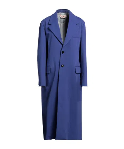 Marni Notched-lapel Single-breasted Long Coat In Blue