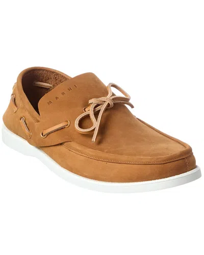 Marni Nubuck Leather Boat Loafer In Orange
