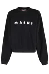 Marni Relaxed Fit Black Sweatshirt With Textured Logo In Black